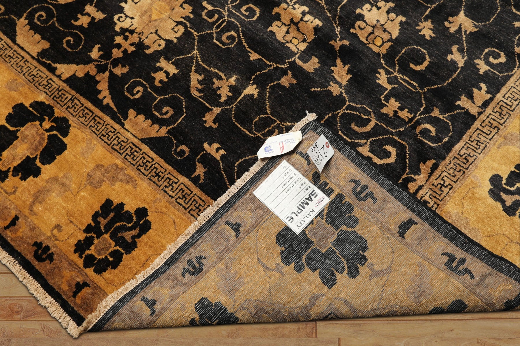 8x10 Charcoal, Gold, Tan Color Hand Knotted Oushak Wool Traditional Oriental Rug