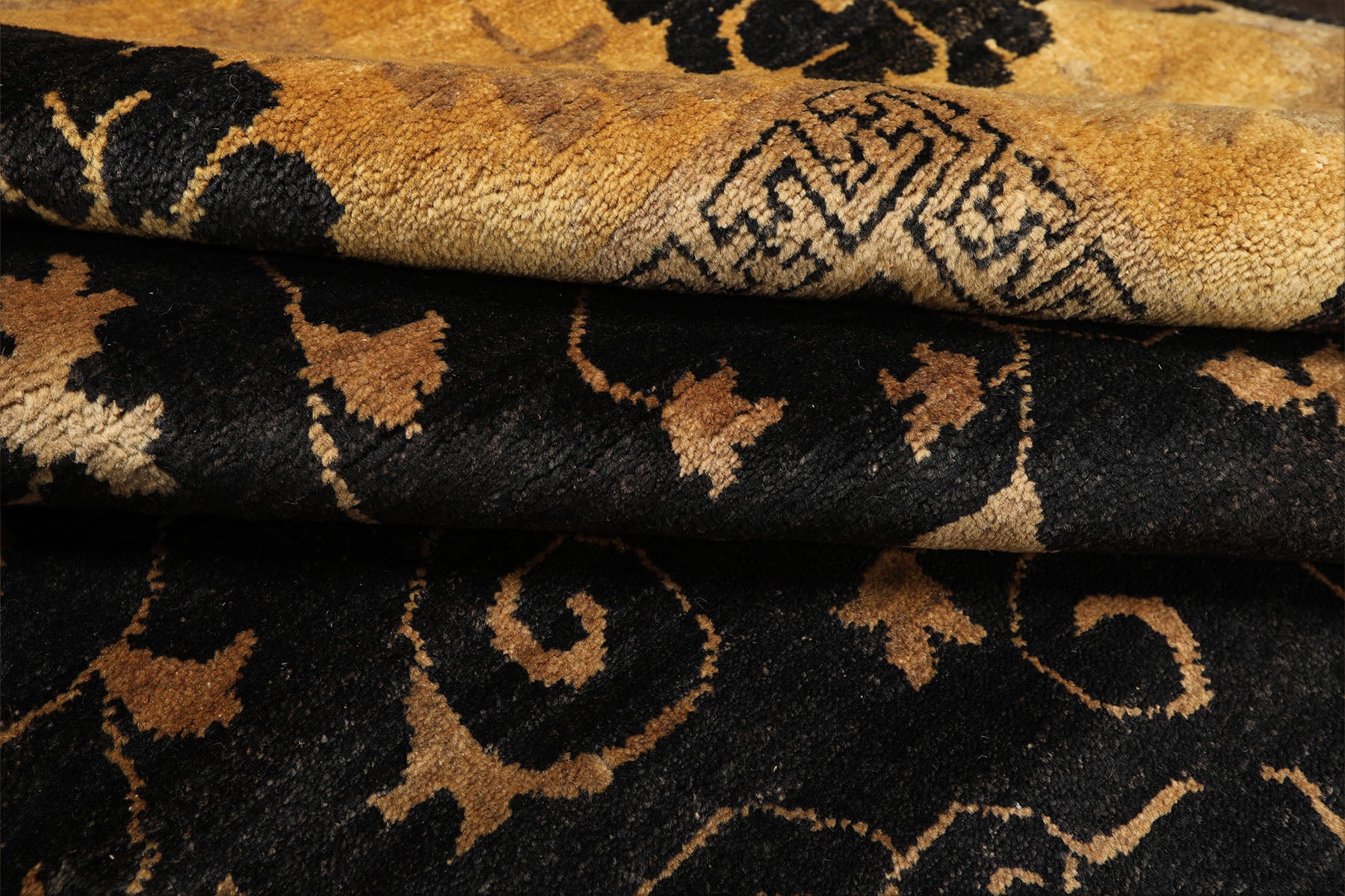 8x10 Charcoal, Gold, Tan Color Hand Knotted Oushak Wool Traditional Oriental Rug