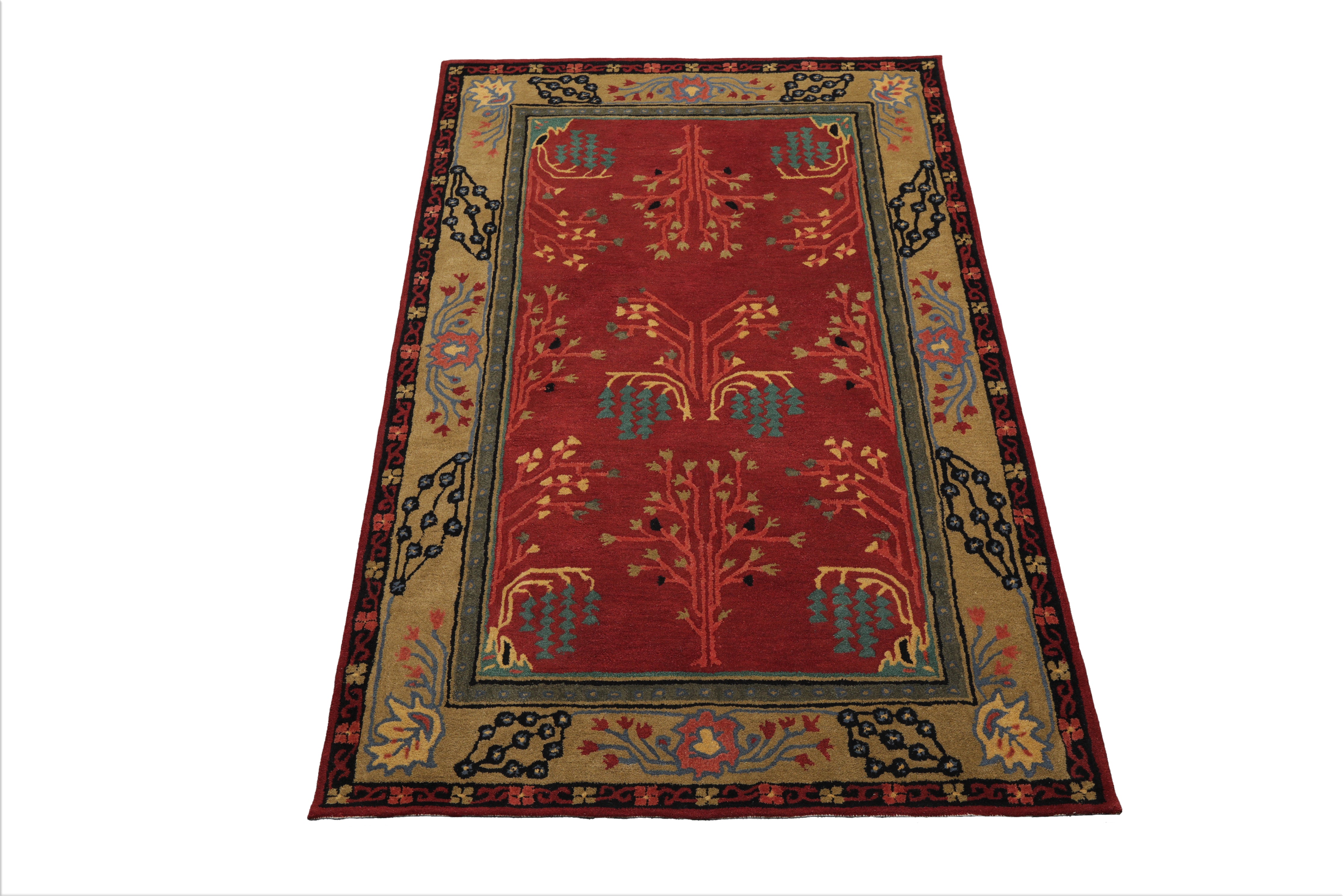 Multi Size Rose
 Pistachio Turquoise Color Hand Tufted Donegal Wool Traditional Oriental Rug