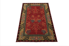 Multi Size Rose
 Pistachio Turquoise Color Hand Tufted Donegal Wool Traditional Oriental Rug