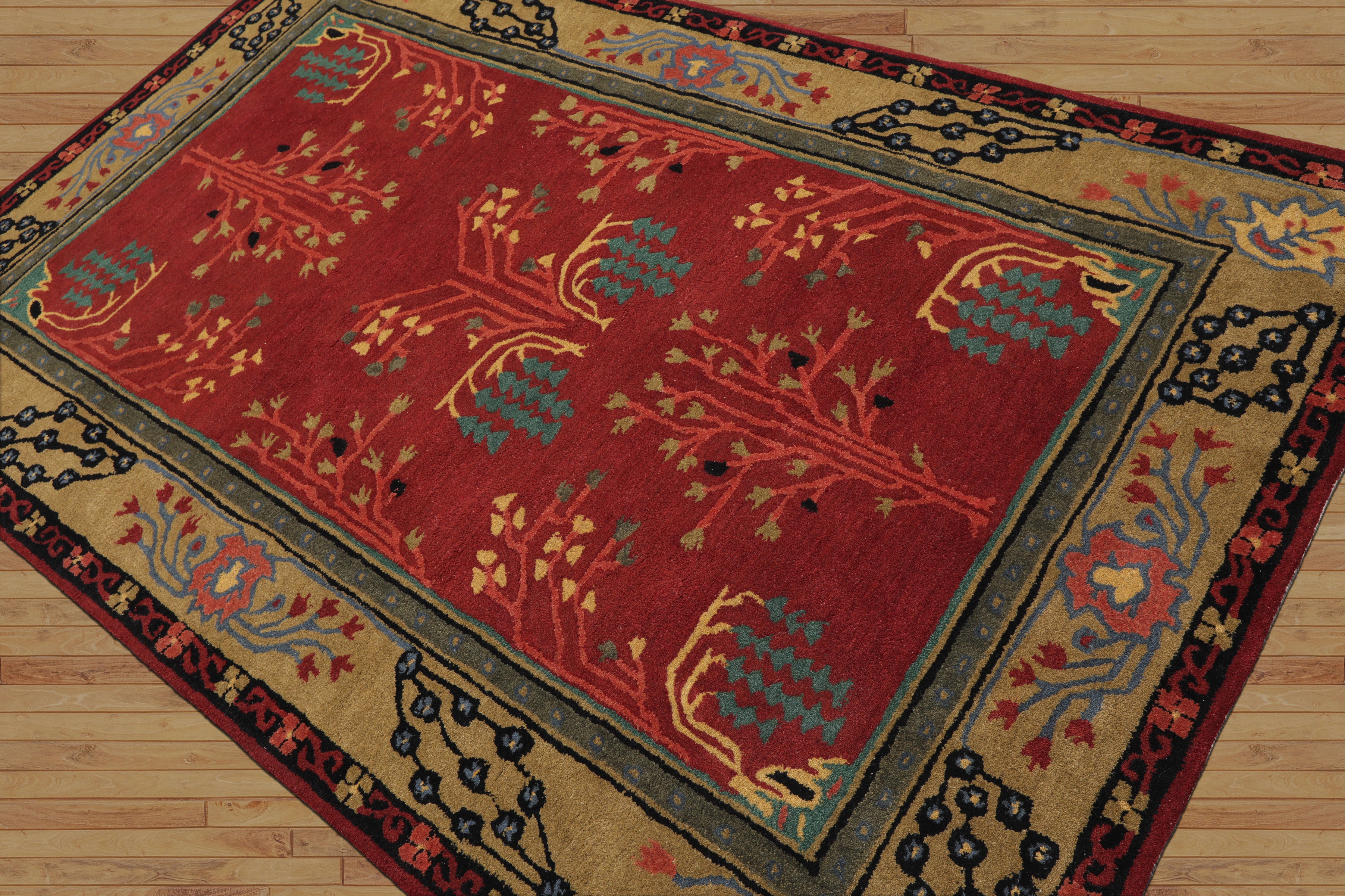 Multi Size Rose
 Pistachio Turquoise Color Hand Tufted Donegal Wool Traditional Oriental Rug