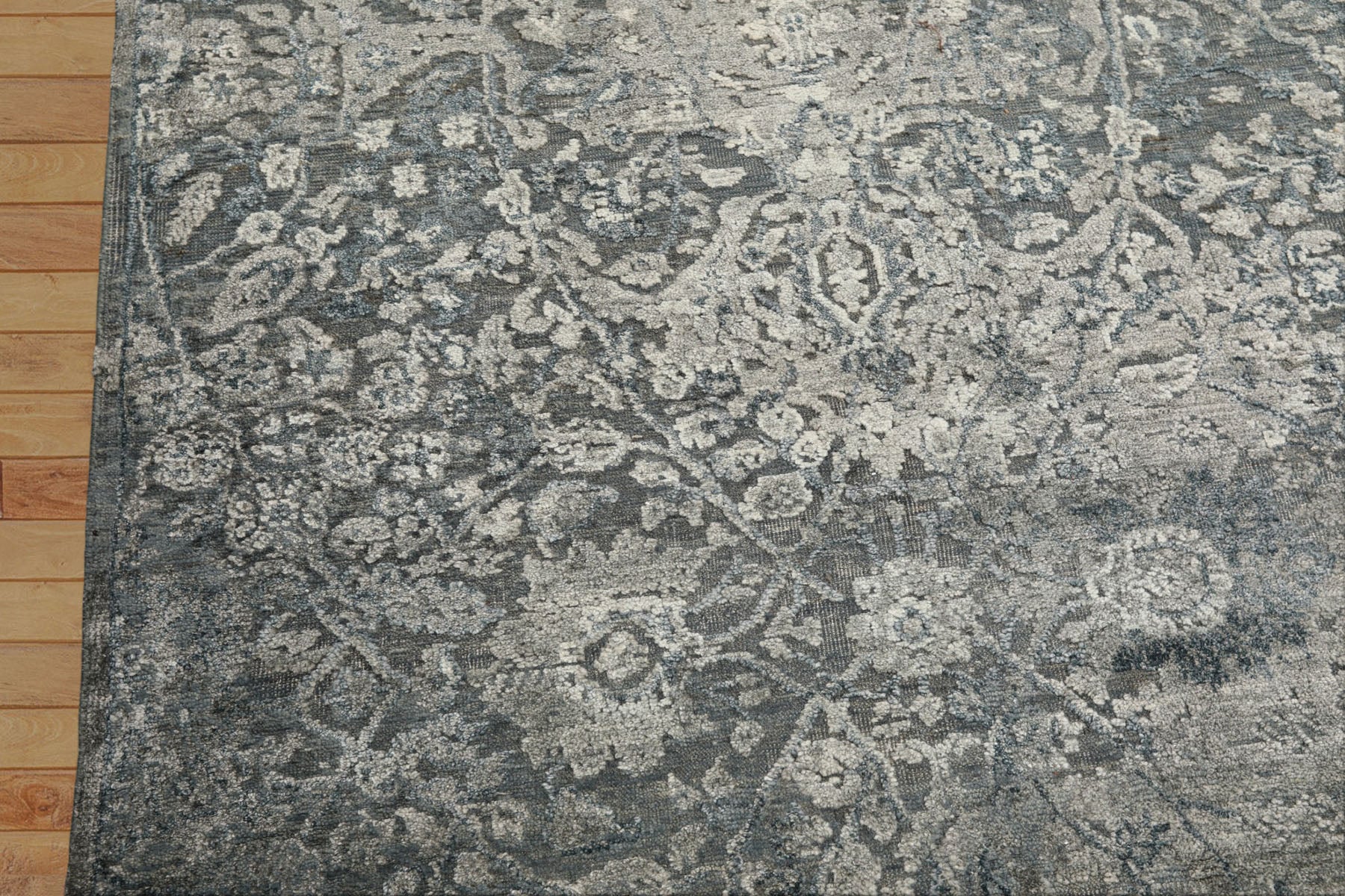 8x10 Aqua, Silver, Gray Color Hand Knotted Sherpa Wool & Bamboo Silk Modern & Contemporary Oriental Rug