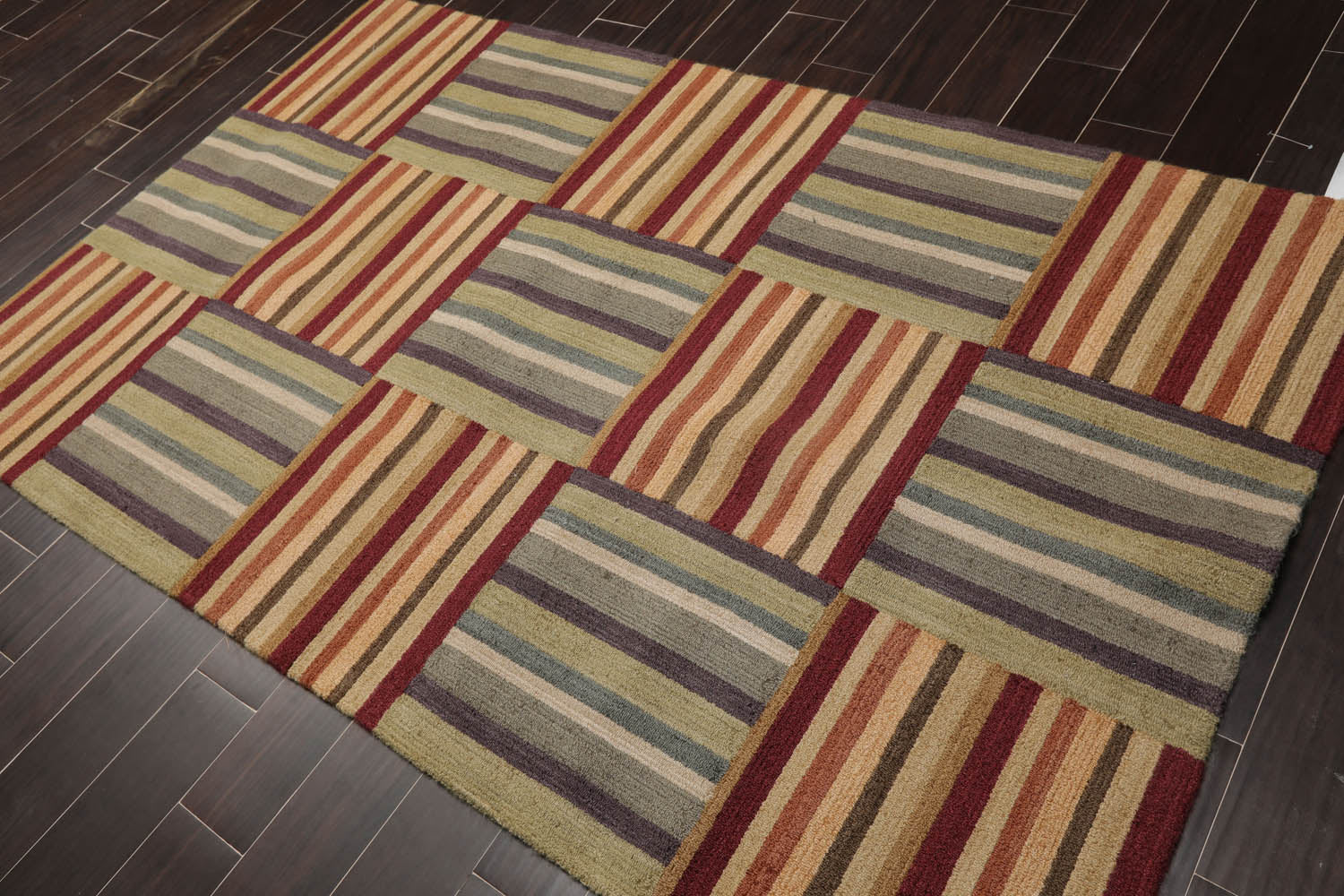 5x7 Gray, Blue, Mint Color Hand Tufted All-Over 100% Wool Traditional-Persian/Oriental Oriental Rug