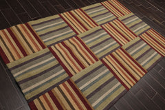 5x7 Gray, Blue, Mint Color Hand Tufted All-Over 100% Wool Traditional-Persian/Oriental Oriental Rug