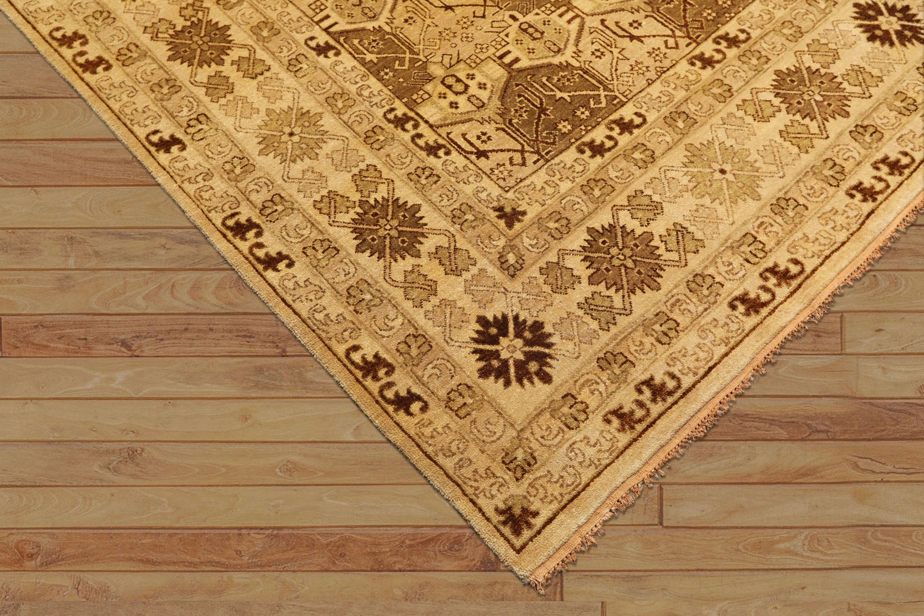 8x10 Gold, Tan, Beige Color Hand Knotted Agra Wool Transitional Oriental Rug