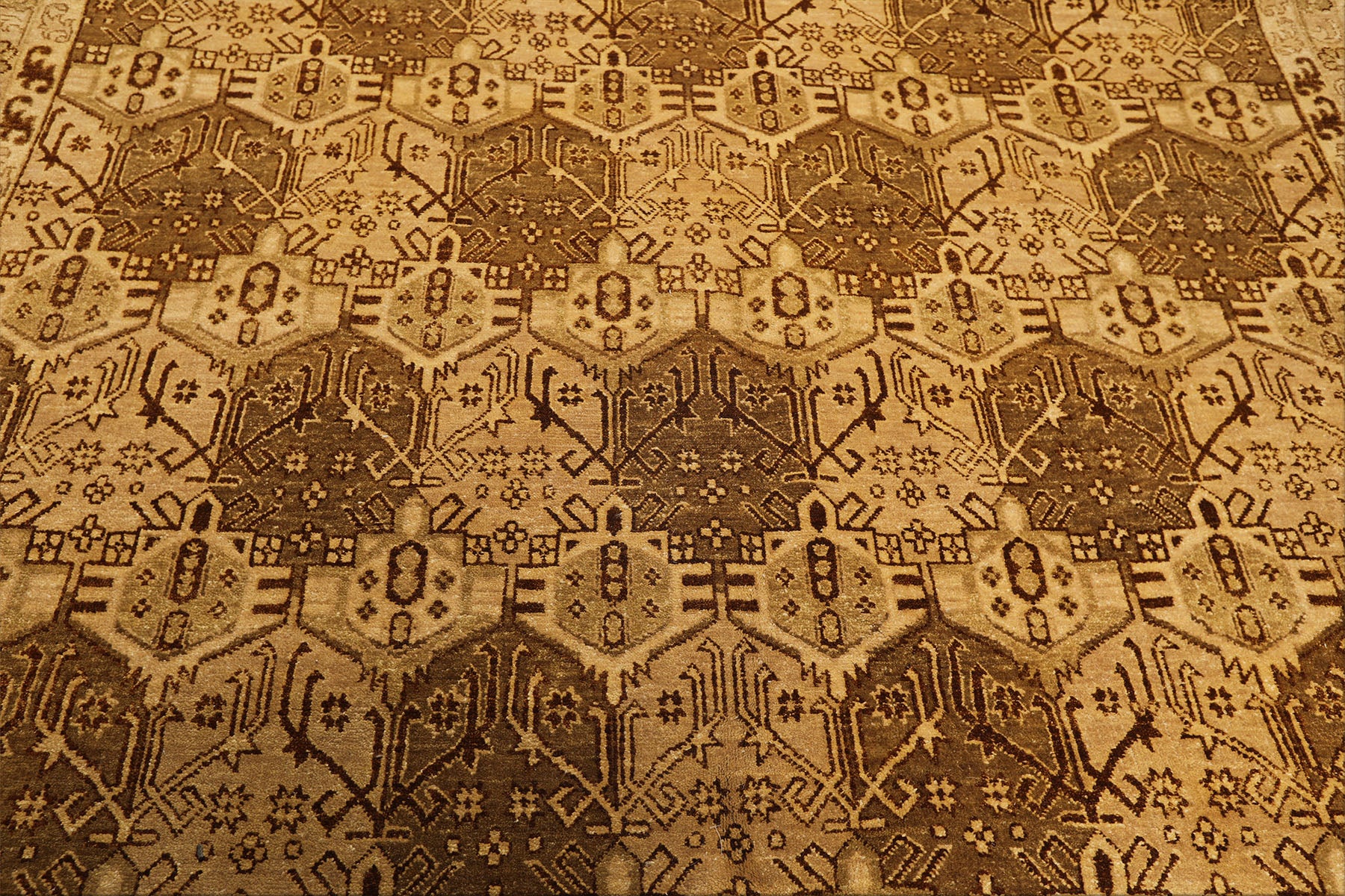 8x10 Gold, Tan, Beige Color Hand Knotted Agra Wool Transitional Oriental Rug