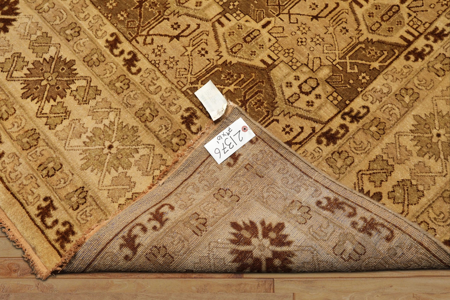 8x10 Gold, Tan, Beige Color Hand Knotted Agra Wool Transitional Oriental Rug