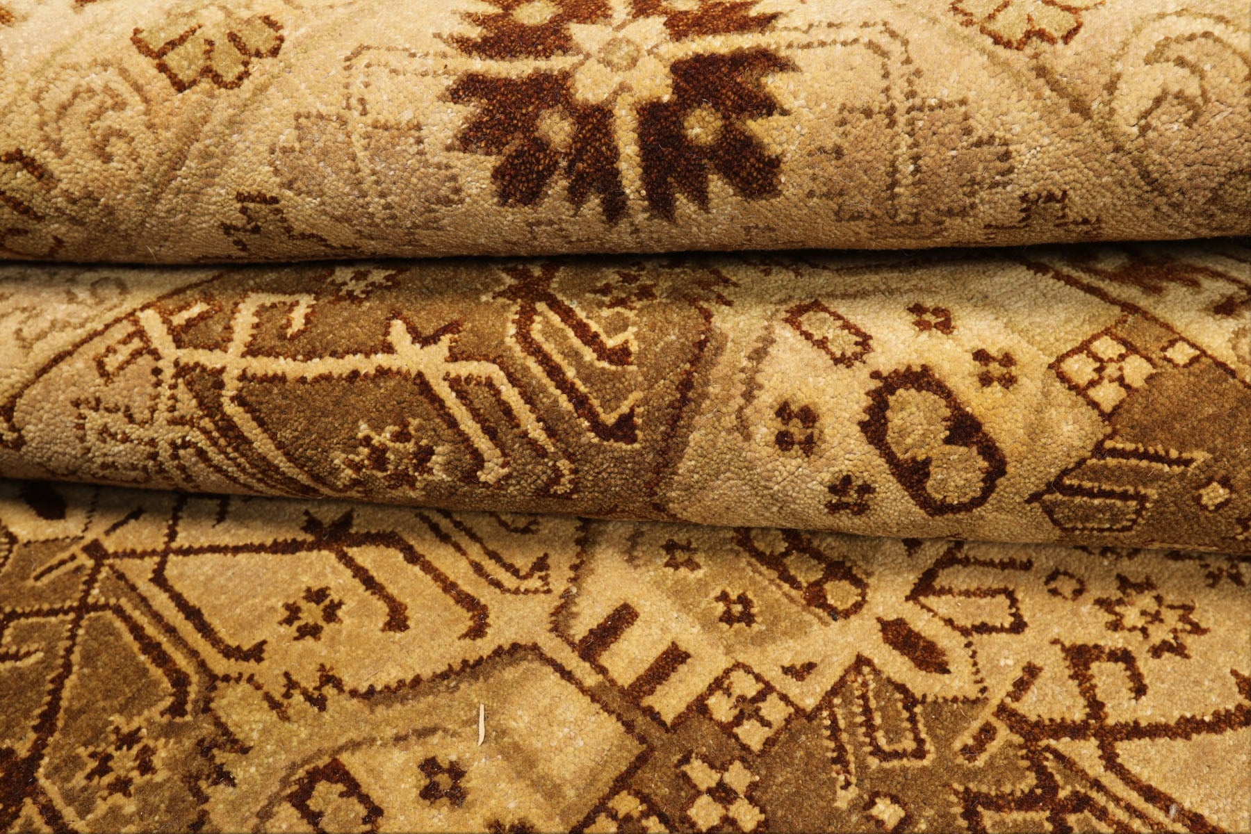 8x10 Gold, Tan, Beige Color Hand Knotted Agra Wool Transitional Oriental Rug