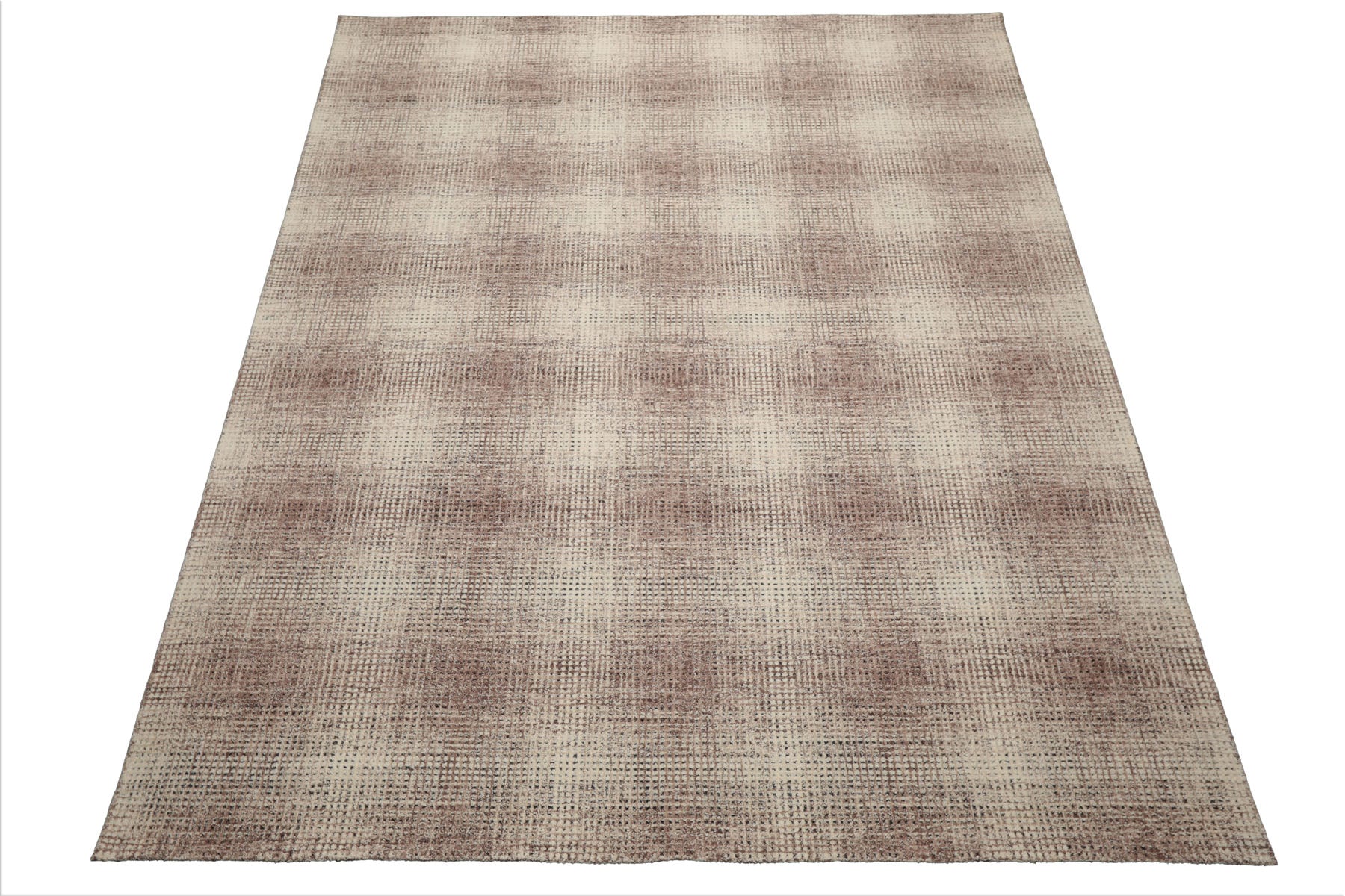 LoomBloom Multi Size Ivory Hand Hooked Wool Rug Featuring a Contemporary Plaid Style