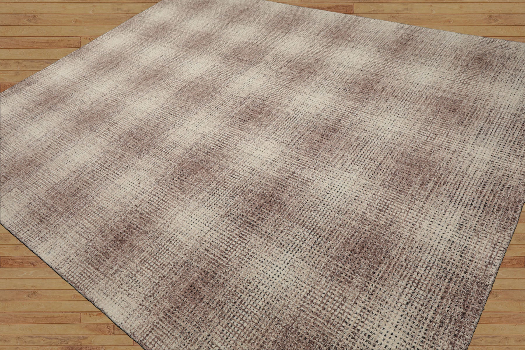LoomBloom Multi Size Ivory Hand Hooked Wool Rug Featuring a Contemporary Plaid Style