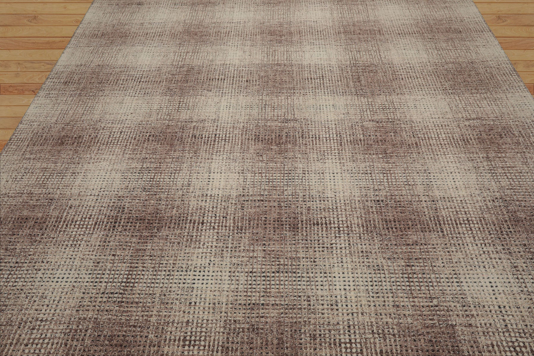 LoomBloom Multi Size Ivory Hand Hooked Wool Rug Featuring a Contemporary Plaid Style