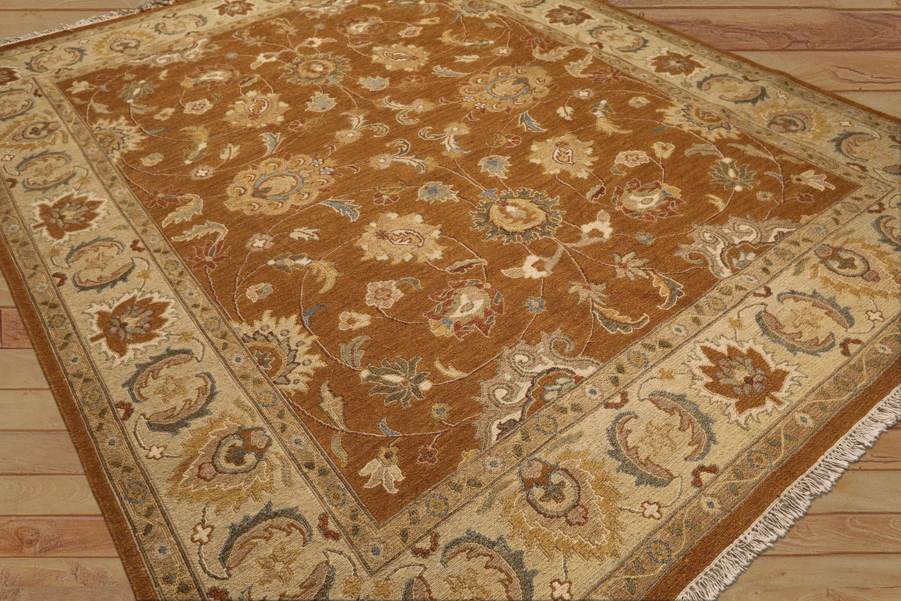 8x10 Caramel, Beige, Taupe Color Hand Knotted Soumak Wool Traditional Oriental Rug