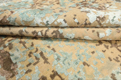8x10 Camel, Aqua, Brown Color Hand Knotted Sherpa Wool & Bamboo Silk Modern & Contemporary Oriental Rug