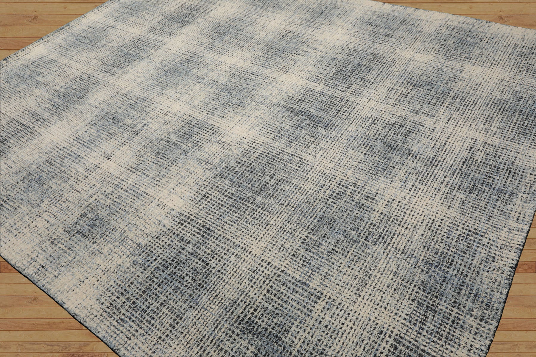 LoomBloom Multi Size Ivory Hand Hooked Wool Rug with a Minimalist Modern Plaid Pattern