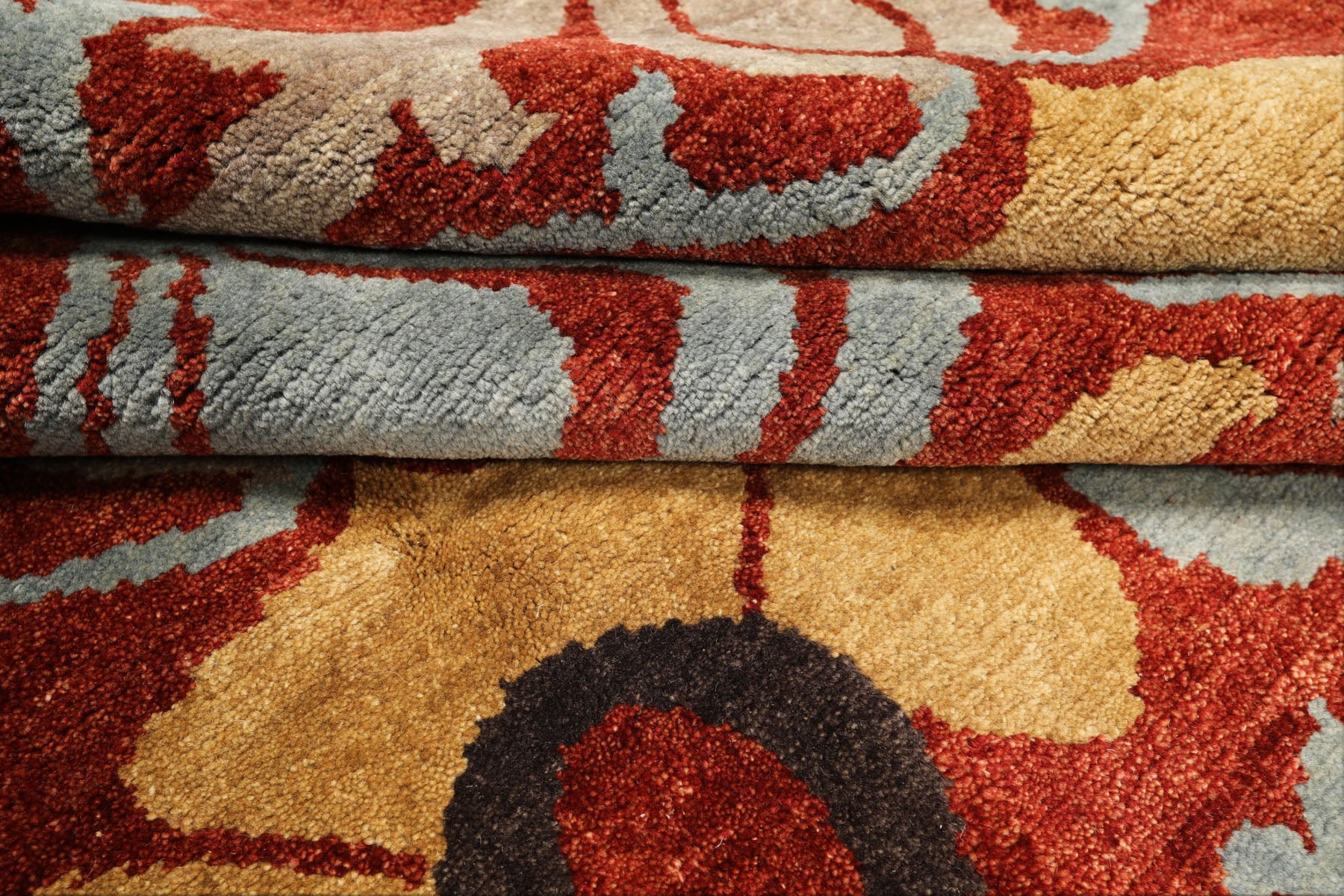 8x10 Burnt Orange, Aqua, Gray Color Hand Knotted Tibetan Wool Traditional Oriental Rug