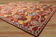8x10 Burnt Orange, Aqua, Gray Color Hand Knotted Tibetan Wool Traditional Oriental Rug