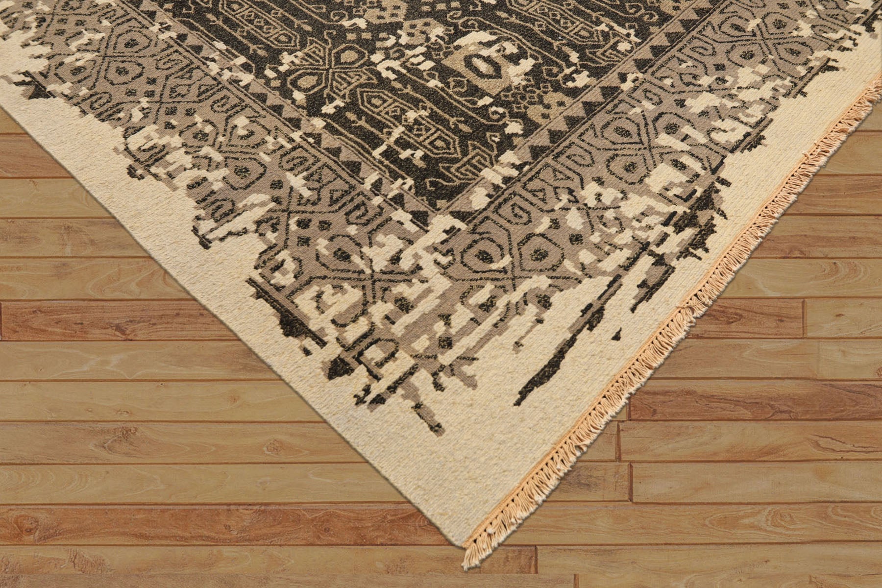 8x10 Beige, Charcoal, Taupe Color Hand Knotted Soumak Wool Traditional Oriental Rug