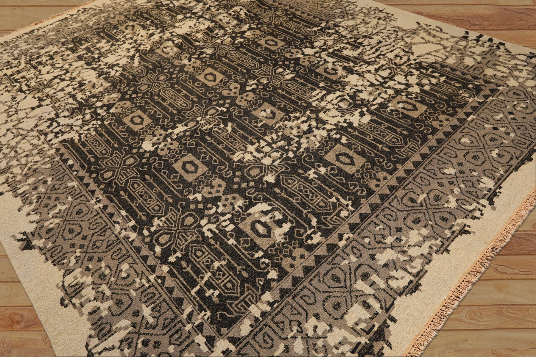 8x10 Beige, Charcoal, Taupe Color Hand Knotted Soumak Wool Traditional Oriental Rug