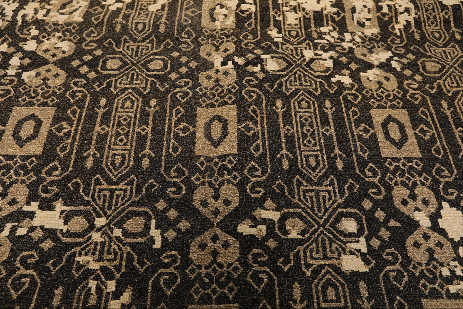 8x10 Beige, Charcoal, Taupe Color Hand Knotted Soumak Wool Traditional Oriental Rug