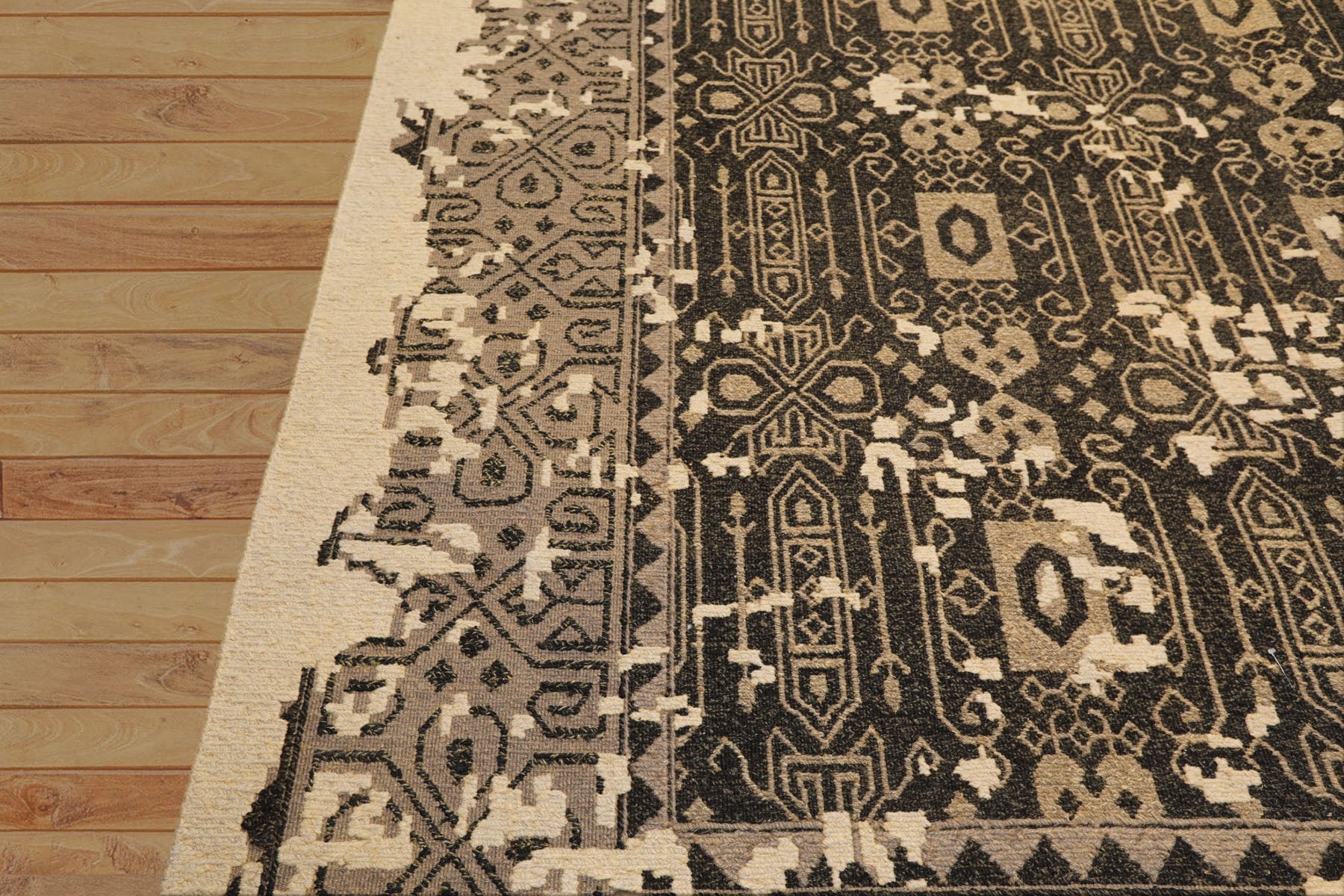 8x10 Beige, Charcoal, Taupe Color Hand Knotted Soumak Wool Traditional Oriental Rug