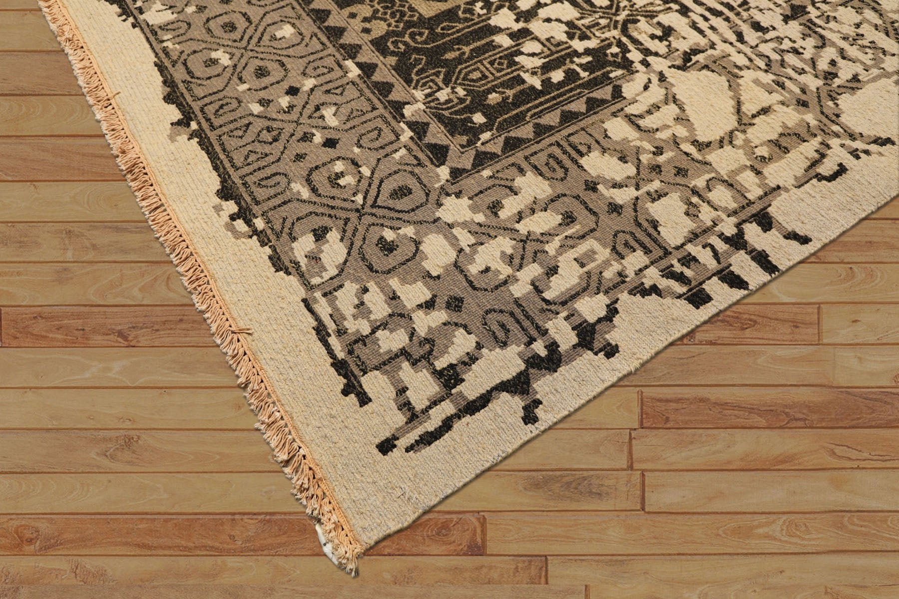 8x10 Beige, Charcoal, Taupe Color Hand Knotted Soumak Wool Traditional Oriental Rug