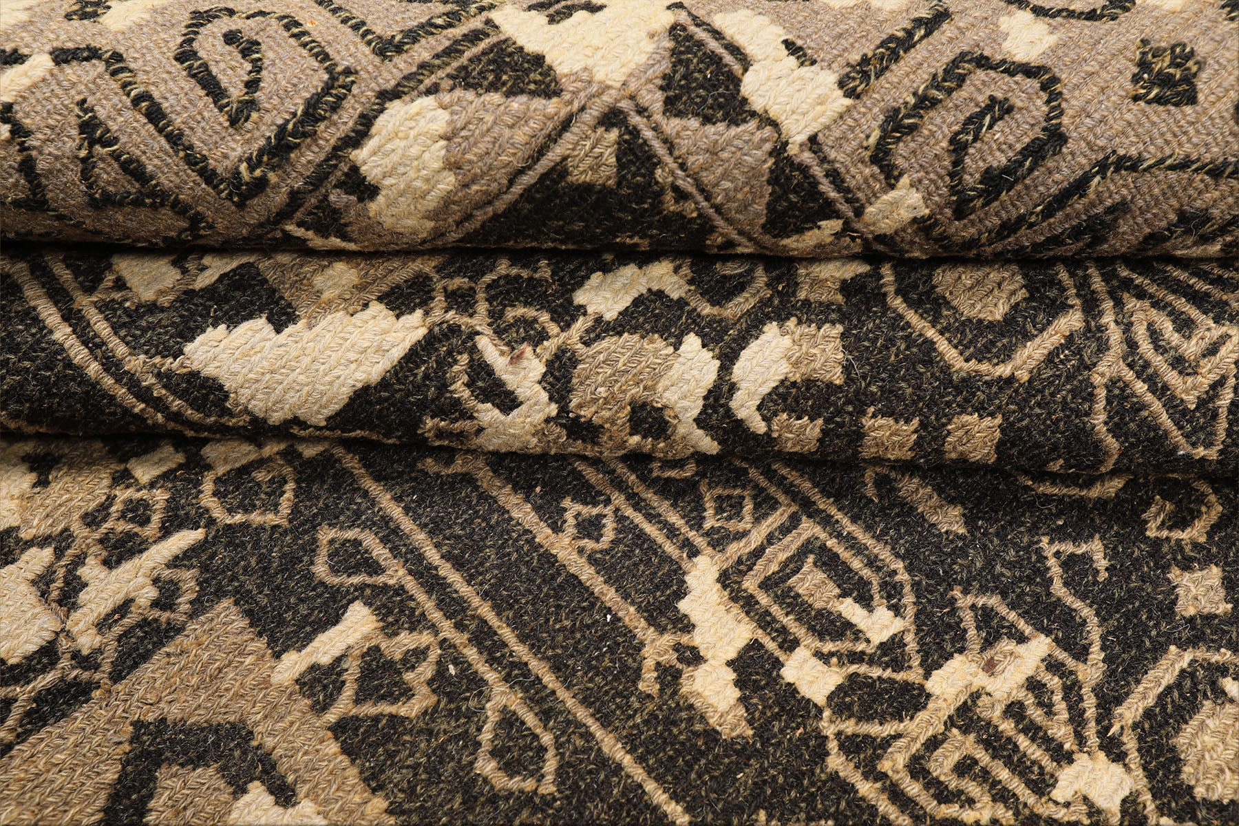 8x10 Beige, Charcoal, Taupe Color Hand Knotted Soumak Wool Traditional Oriental Rug