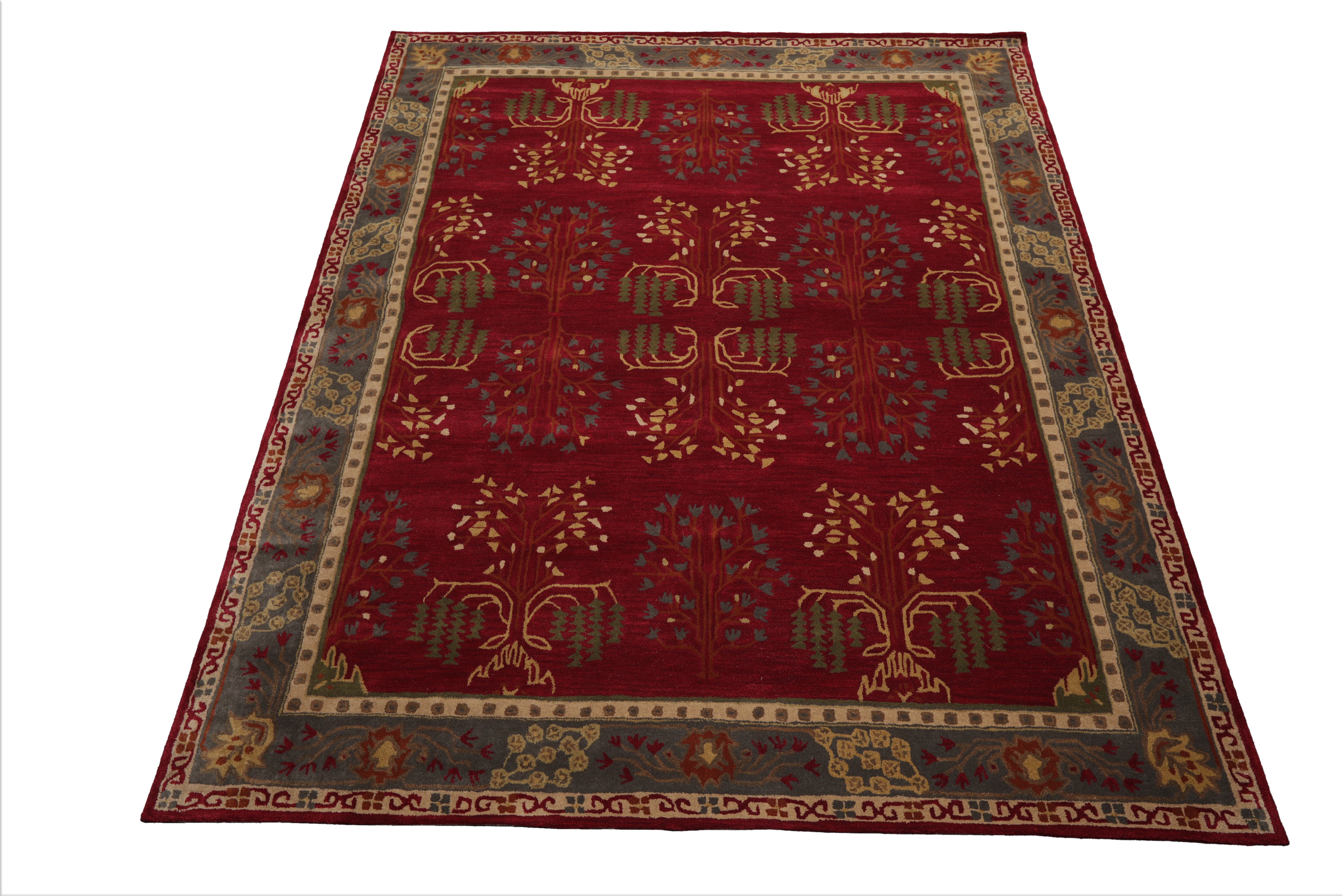 Multi Size Deep Magenta
 Celadon
 Beige
 Color Hand Tufted Donegal Wool Traditional Oriental Rug