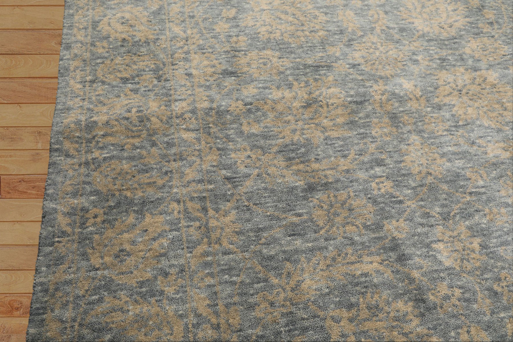 8x10 Aqua, Tan, Color Hand Loomed Tibetan Wool Transitional Oriental Rug