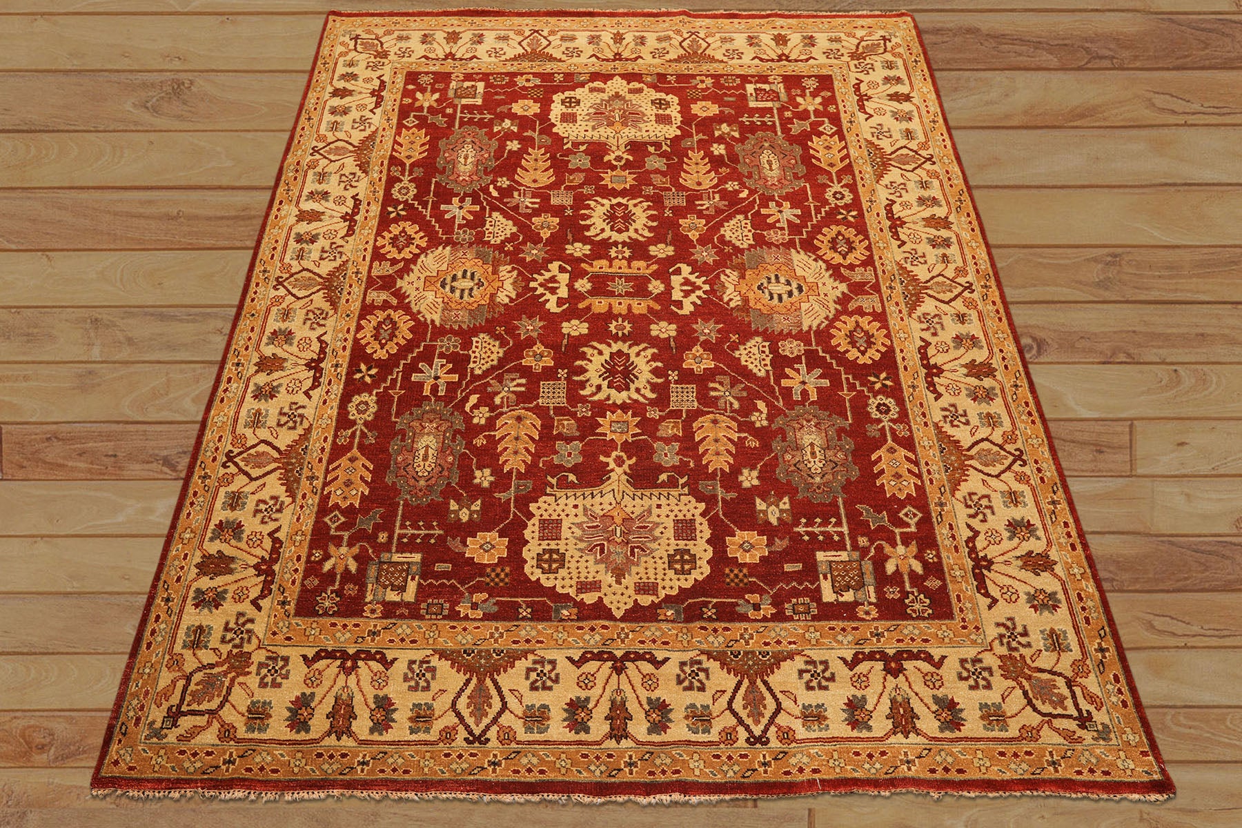 8x10 Rust, Light Gold, Caramel Color Hand Knotted Oushak Wool Traditional Oriental Rug