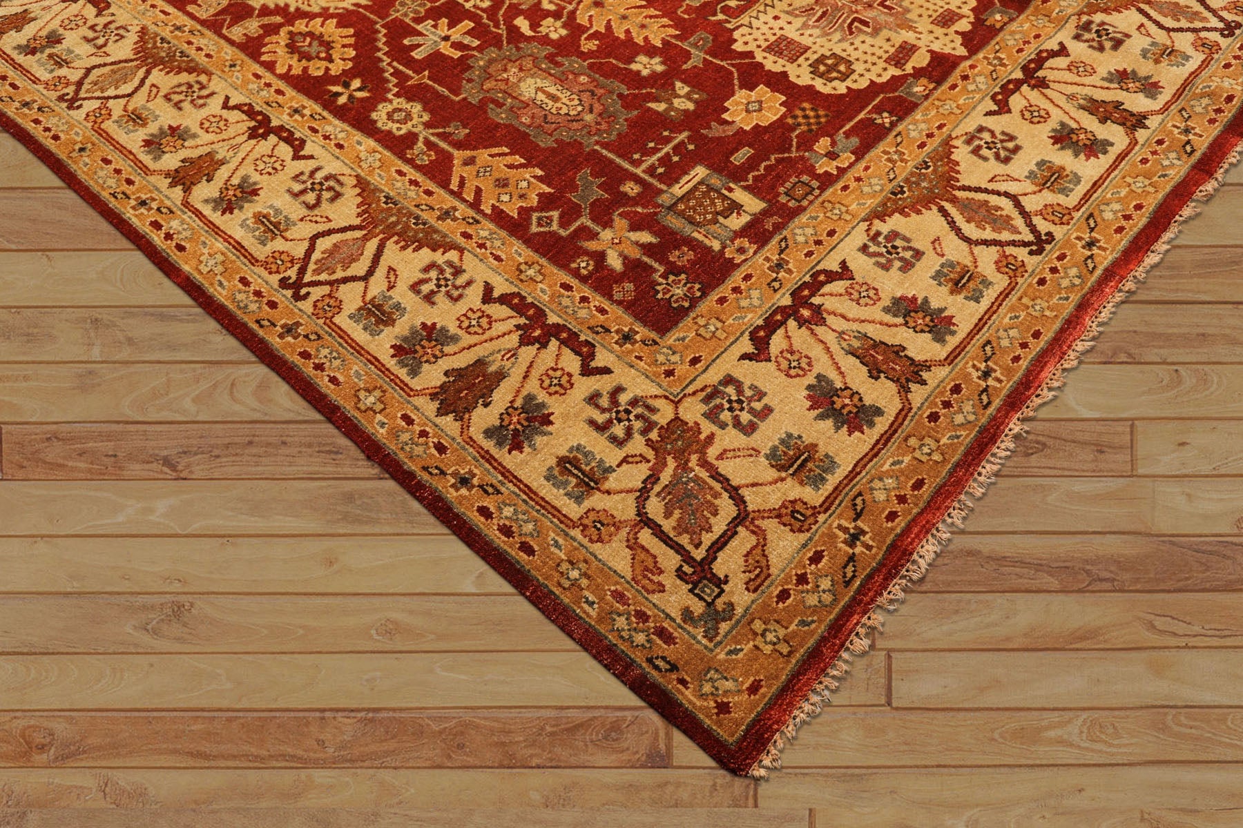 8x10 Rust, Light Gold, Caramel Color Hand Knotted Oushak Wool Traditional Oriental Rug