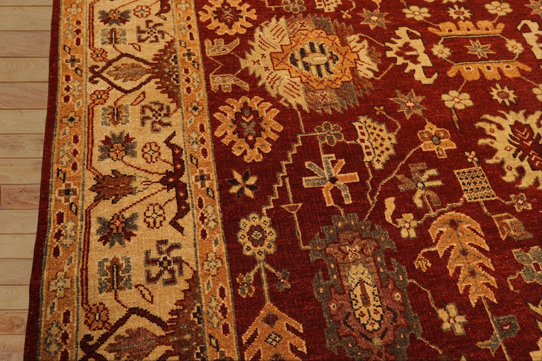 8x10 Rust, Light Gold, Caramel Color Hand Knotted Oushak Wool Traditional Oriental Rug