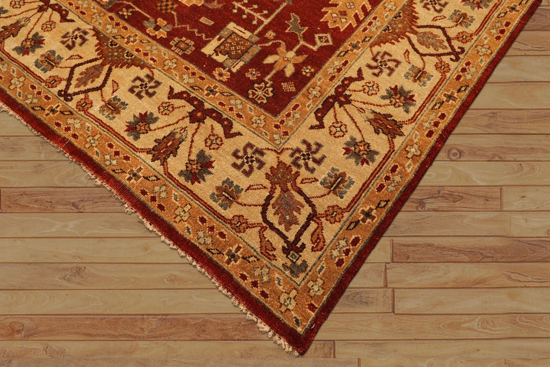 8x10 Rust, Light Gold, Caramel Color Hand Knotted Oushak Wool Traditional Oriental Rug