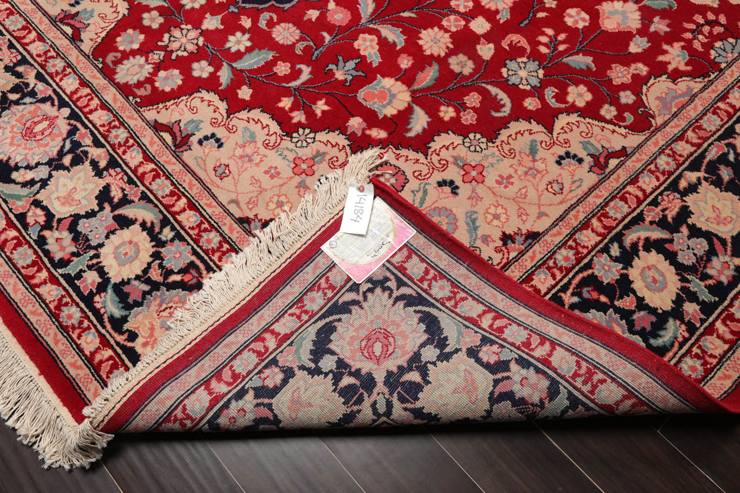 9x12 Red, Midnight Blue, Rose Color Hand Knotted All-Over 100% Wool Traditional Oriental Rug