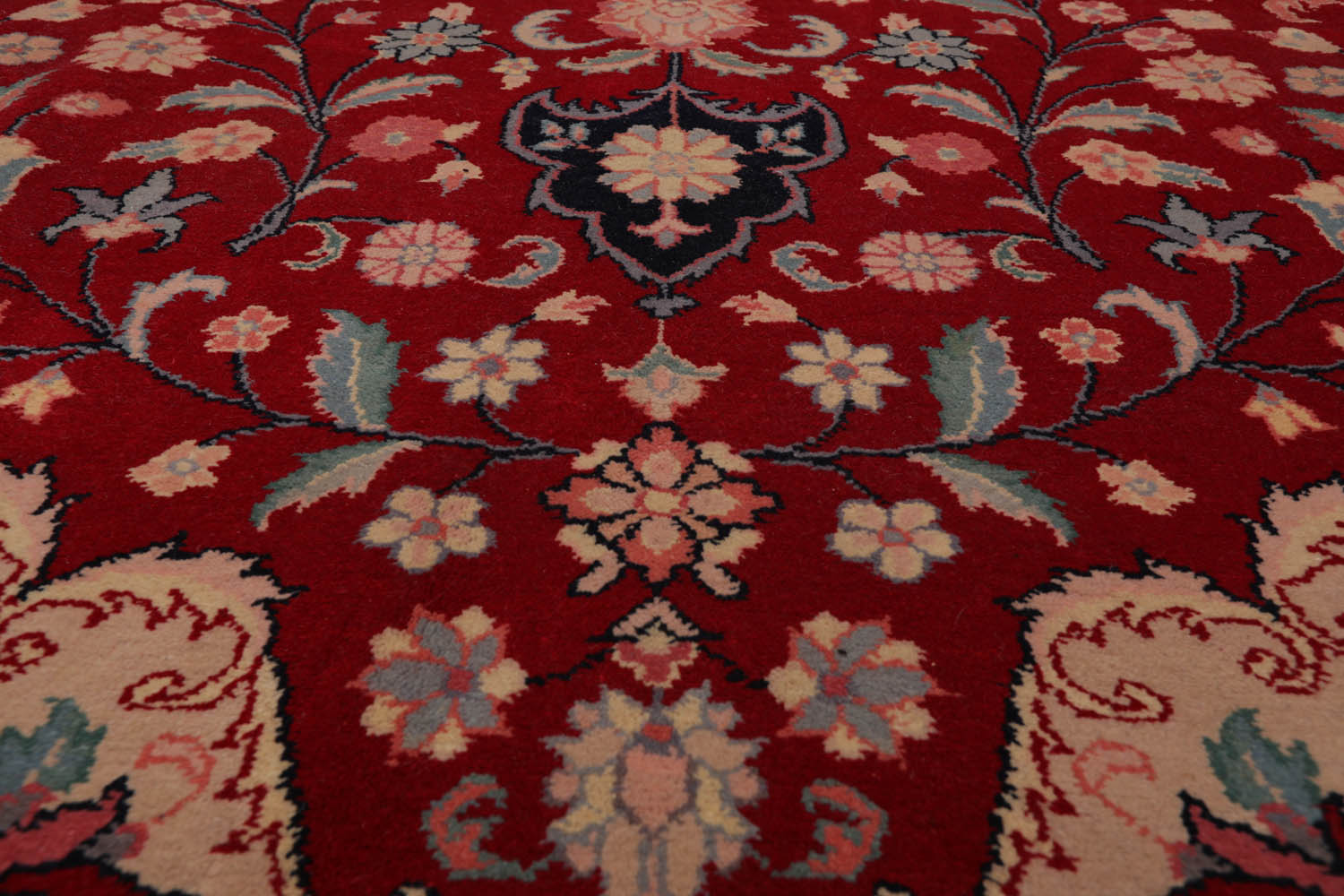 9x12 Red, Midnight Blue, Rose Color Hand Knotted All-Over 100% Wool Traditional Oriental Rug
