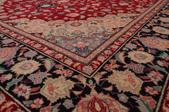 9x12 Red, Midnight Blue, Rose Color Hand Knotted All-Over 100% Wool Traditional Oriental Rug