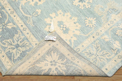 8x10 Aqua, Ivory, Celadon Color Hand Knotted Oushak Wool Traditional Oriental Rug