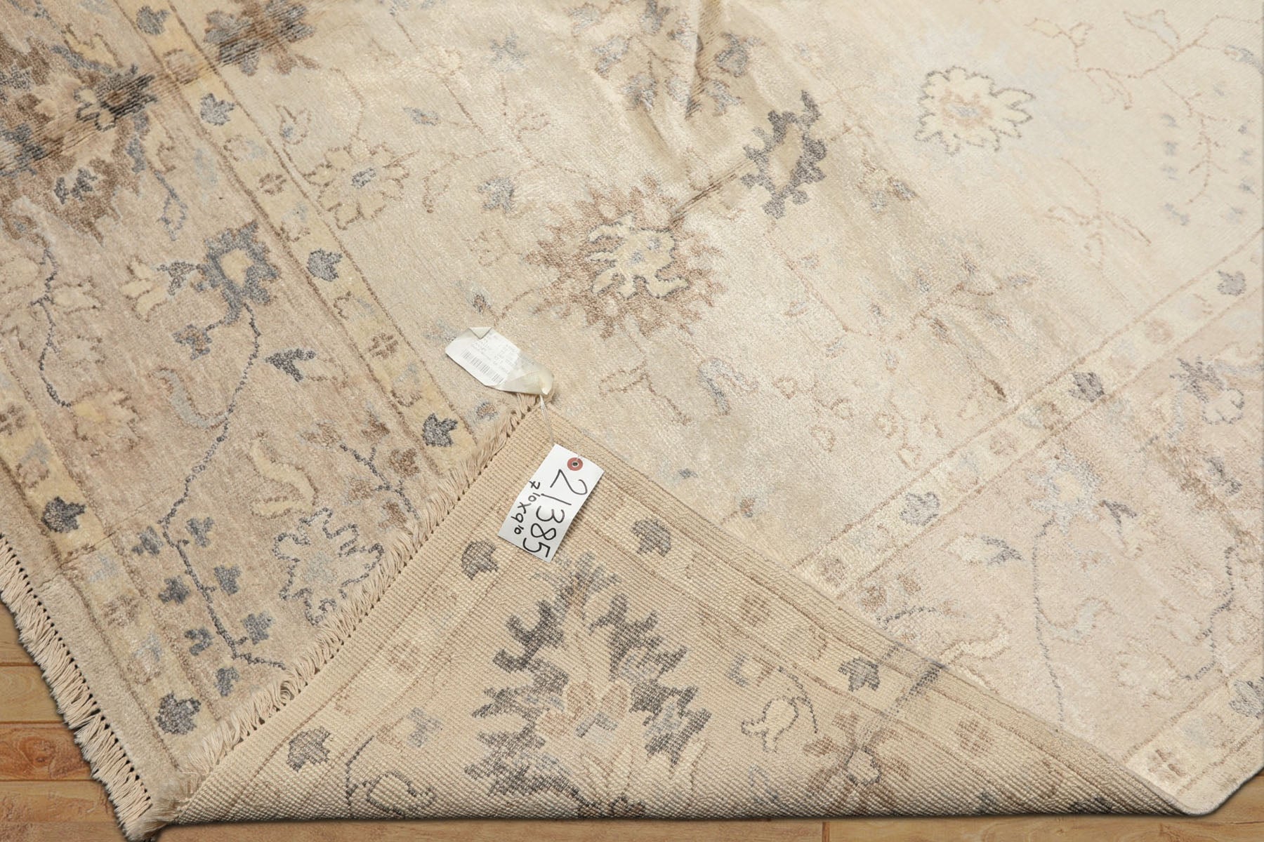 8x10 Ivory, Taupe, Gray Color Hand Knotted Oushak Bamboo Silk Traditional Oriental Rug