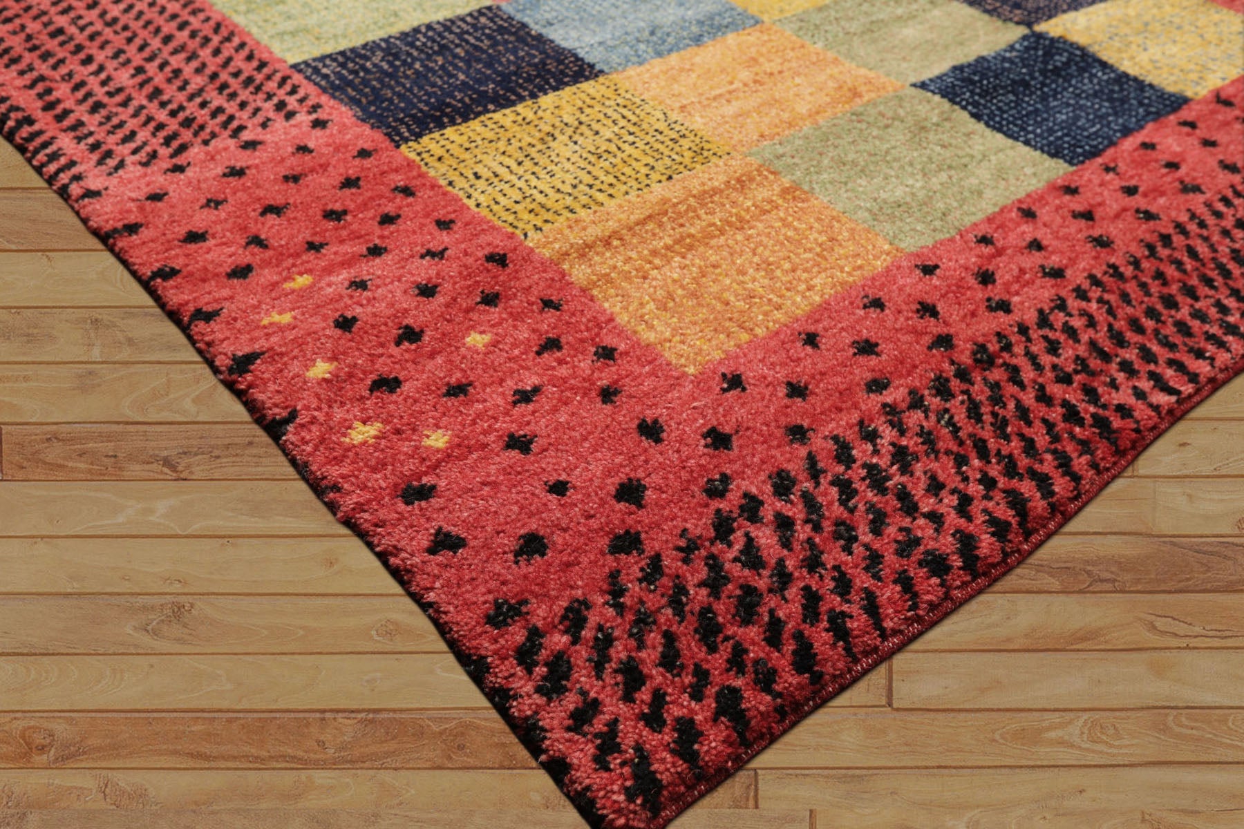 5x8 Rose, Gold, Navy Color Hand Knotted Gabbeh Wool Modern & Contemporary Oriental Rug