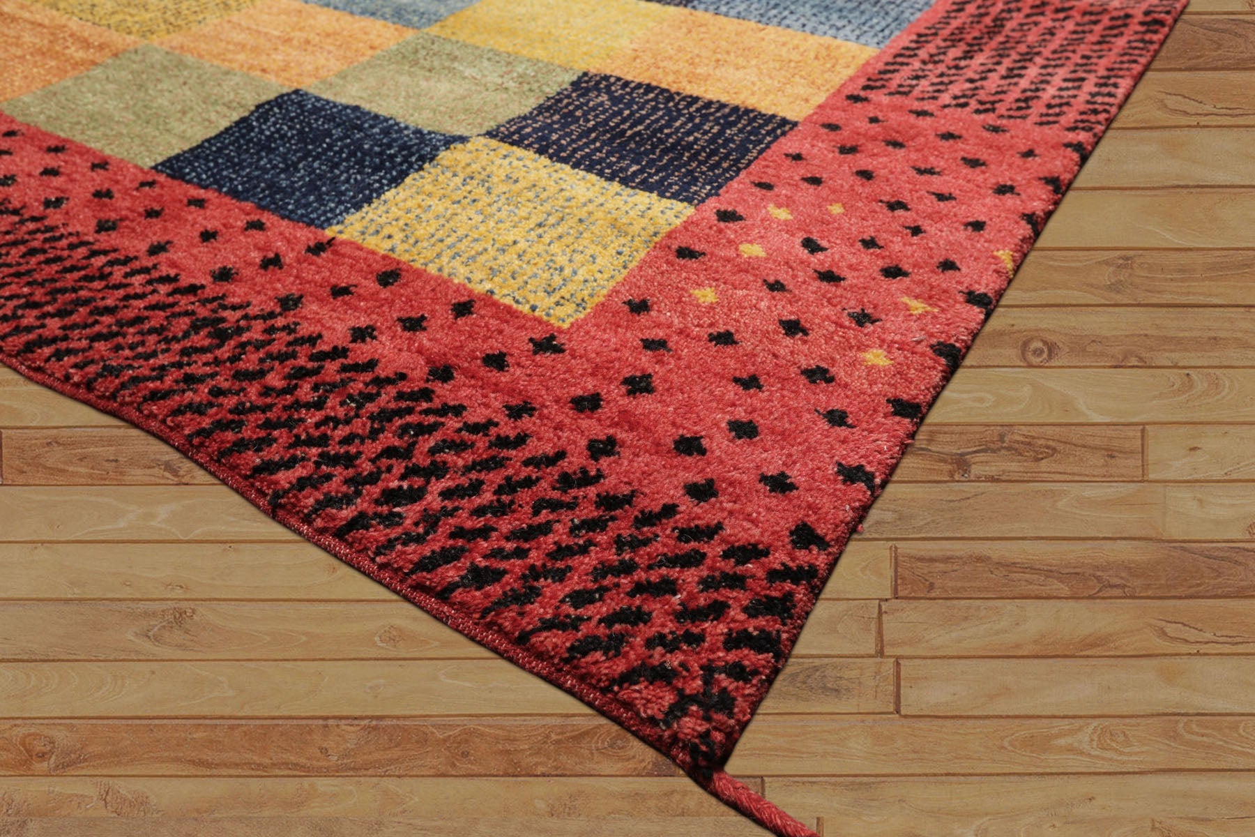 5x8 Rose, Gold, Navy Color Hand Knotted Gabbeh Wool Modern & Contemporary Oriental Rug