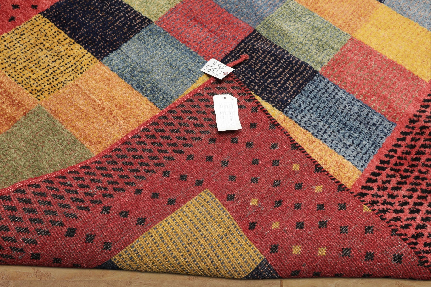 5x8 Rose, Gold, Navy Color Hand Knotted Gabbeh Wool Modern & Contemporary Oriental Rug