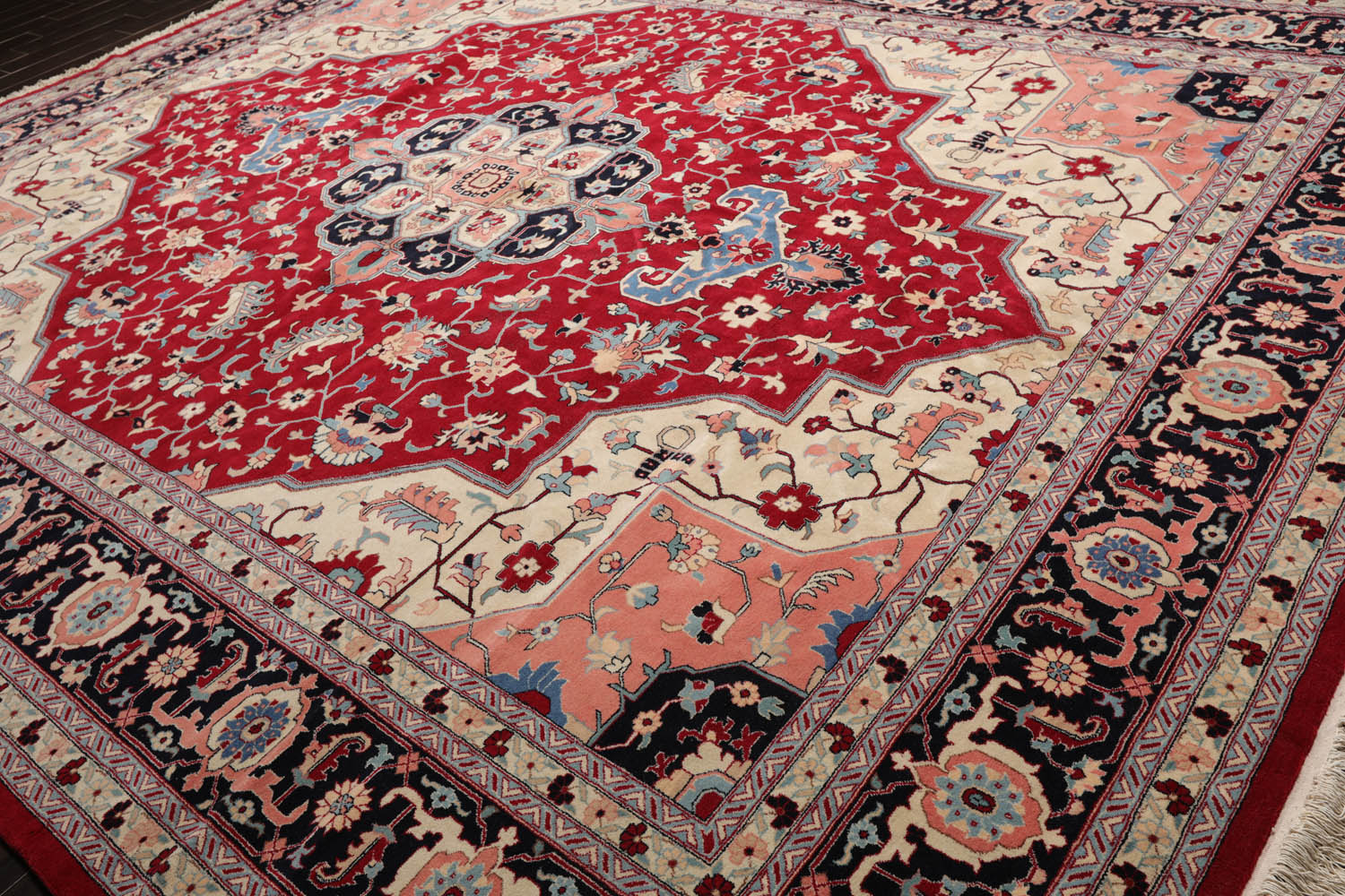 Palace Red, Ivory, Black Color Hand Knotted All-Over 100% Wool Traditional-Persian/Oriental Oriental Rug