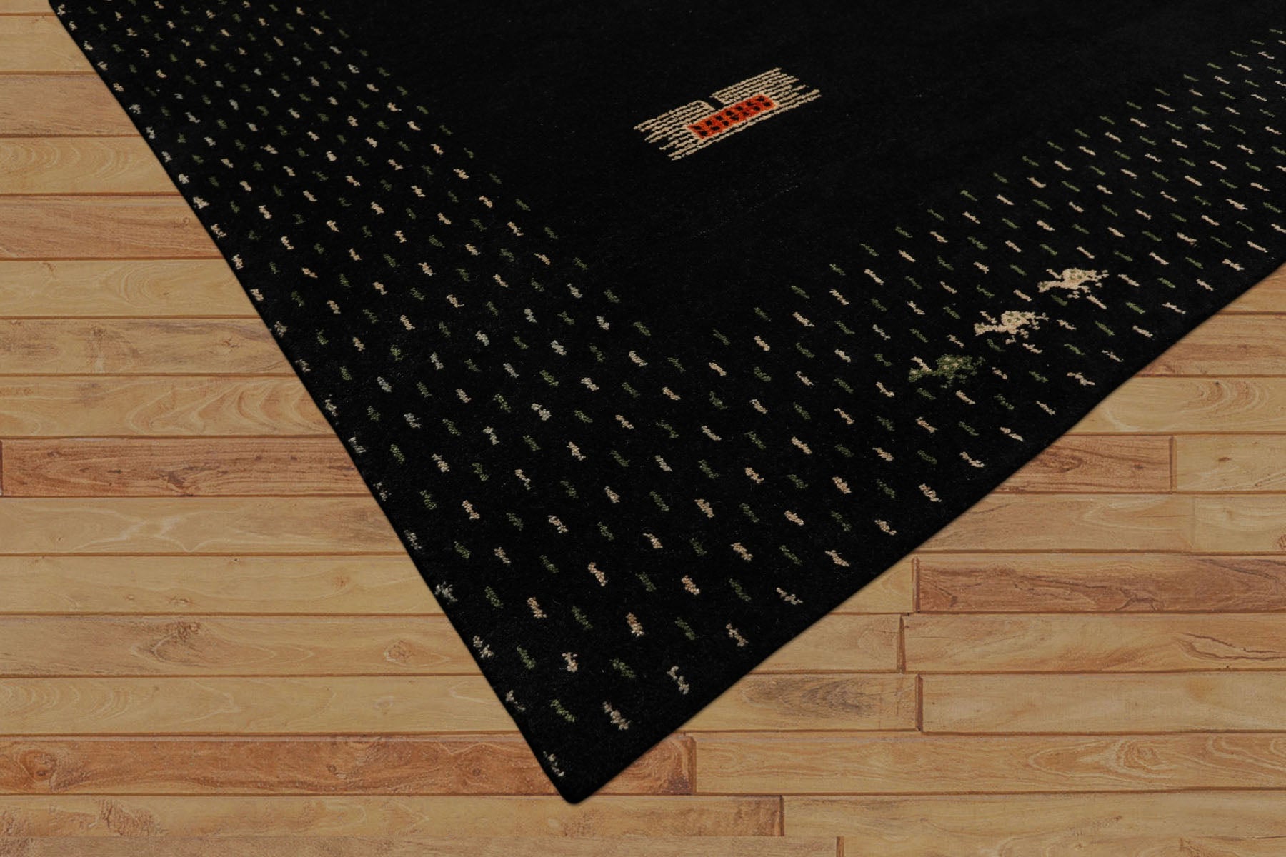 8x11 Black, Ivory, Sage Color Hand Knotted Gabbeh Wool Modern & Contemporary Oriental Rug