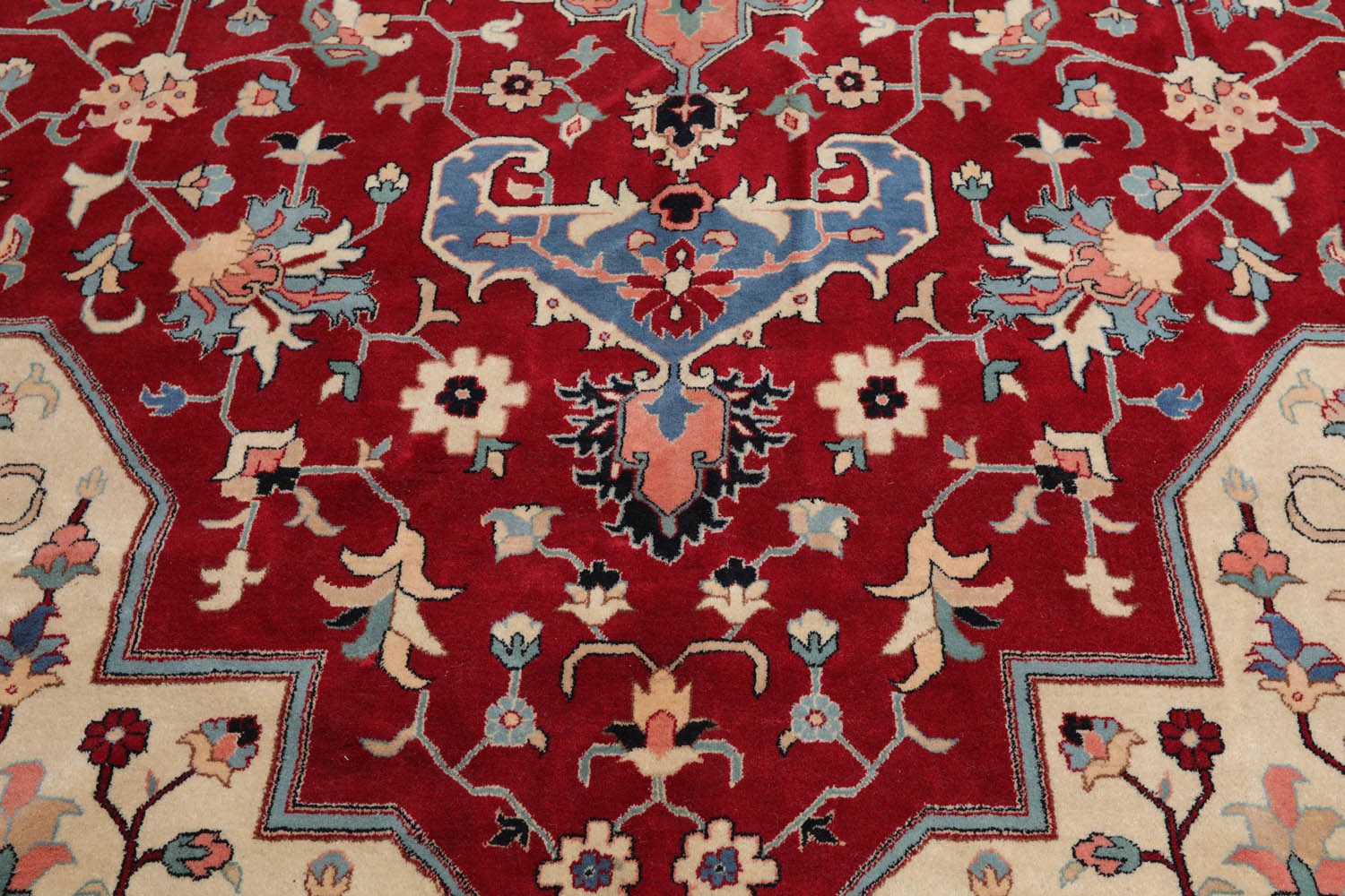 Palace Red, Ivory, Black Color Hand Knotted All-Over 100% Wool Traditional-Persian/Oriental Oriental Rug