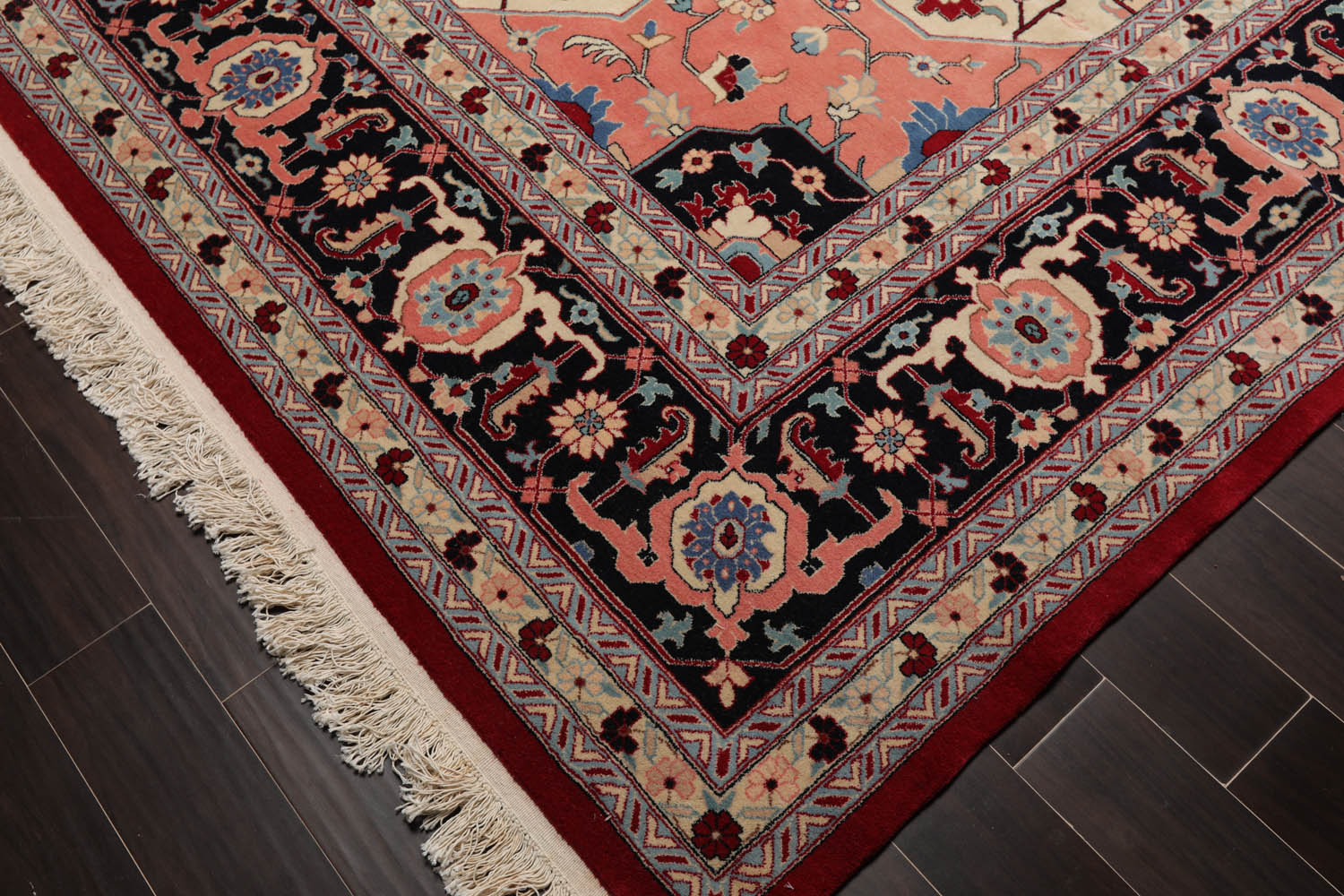 Palace Red, Ivory, Black Color Hand Knotted All-Over 100% Wool Traditional-Persian/Oriental Oriental Rug
