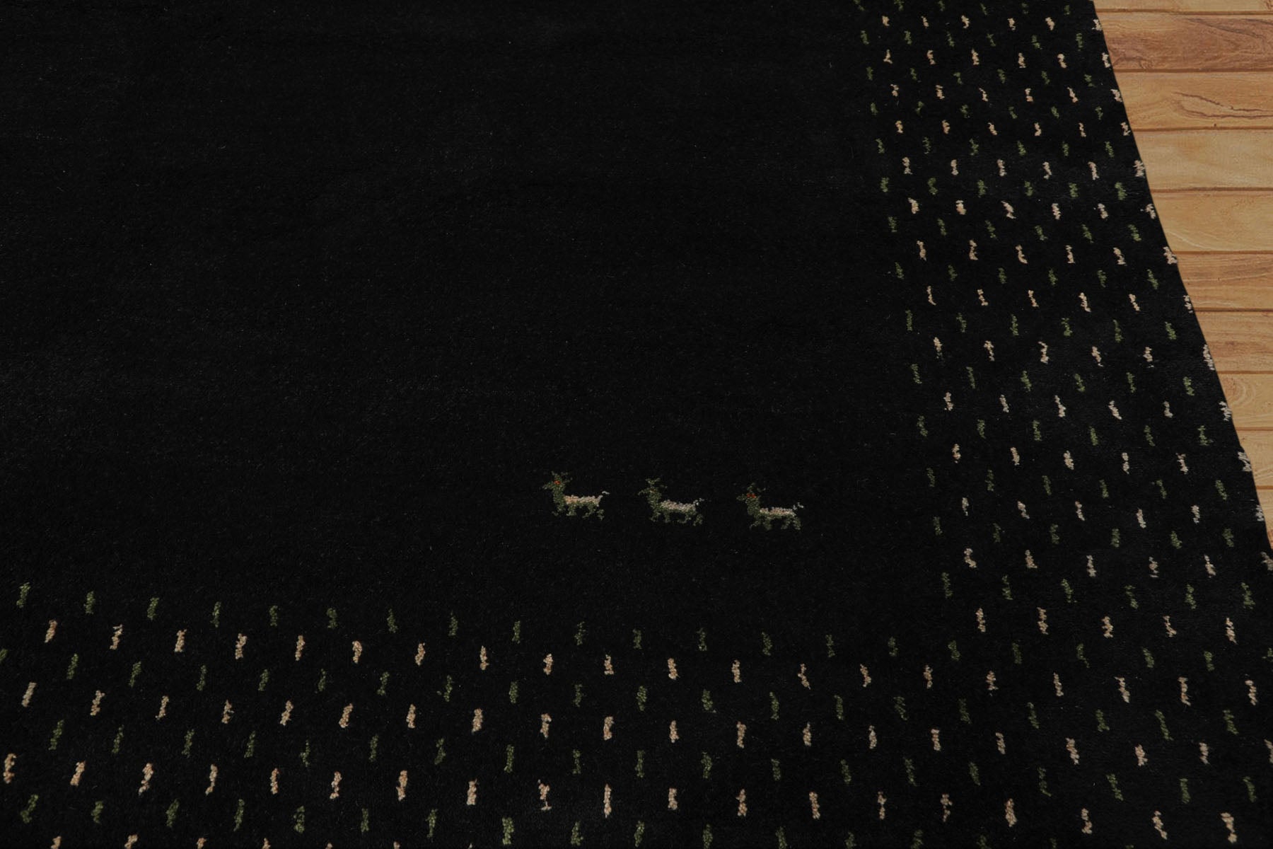 8x11 Black, Ivory, Sage Color Hand Knotted Gabbeh Wool Modern & Contemporary Oriental Rug