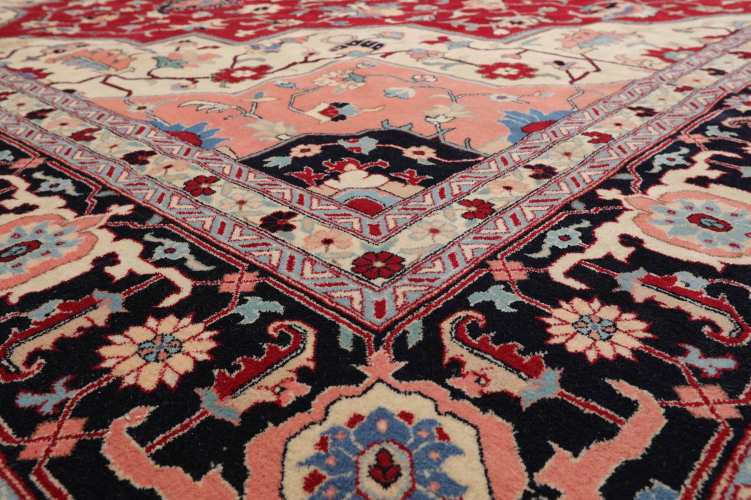 Palace Red, Ivory, Black Color Hand Knotted All-Over 100% Wool Traditional-Persian/Oriental Oriental Rug