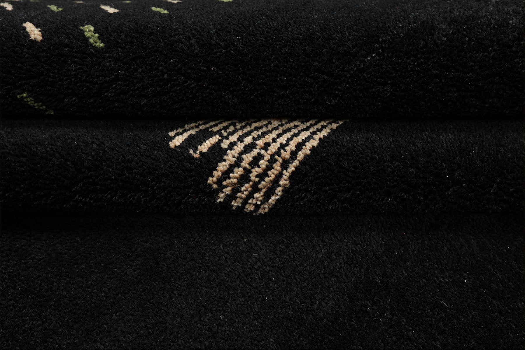 8x11 Black, Ivory, Sage Color Hand Knotted Gabbeh Wool Modern & Contemporary Oriental Rug