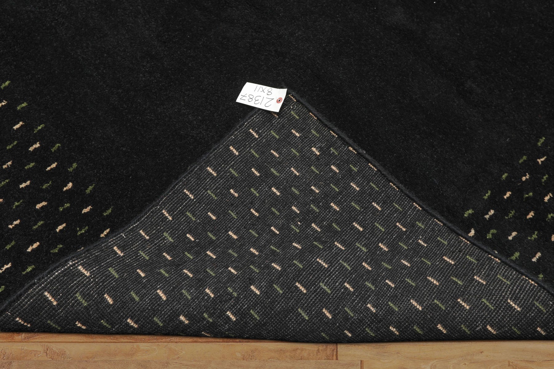 8x11 Black, Ivory, Sage Color Hand Knotted Gabbeh Wool Modern & Contemporary Oriental Rug