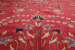Palace Rose, Midnight Blue, Ivory Color Hand Knotted All-Over 100% Wool Traditional Oriental Rug