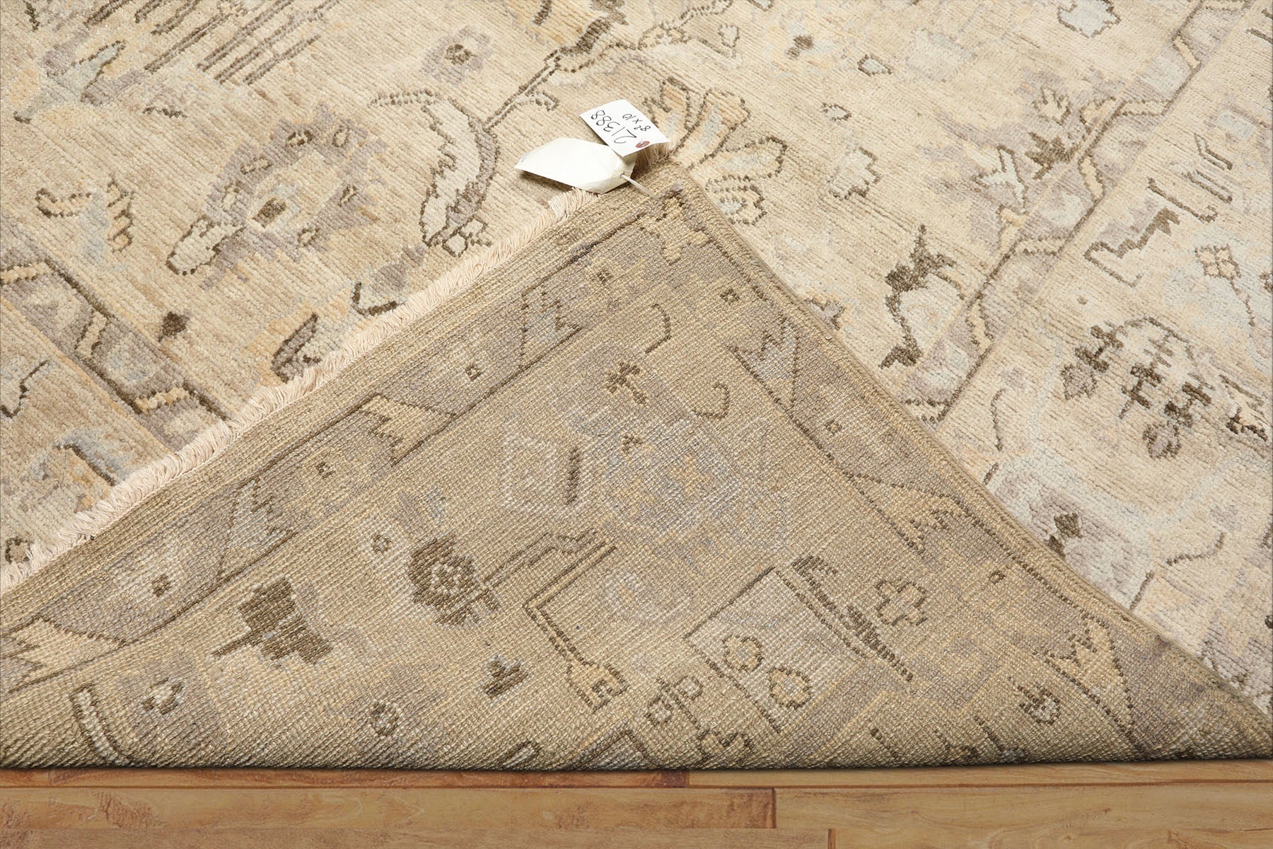 8x10 Beige, Gray, Taupe Color Hand Knotted Oushak Wool Transitional Oriental Rug